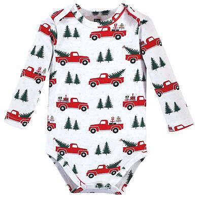 Hudson Baby Infant Girl Cotton Long-Sleeve Bodysuits, Christmas Gift