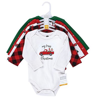 Hudson Baby Infant Girl Cotton Long-Sleeve Bodysuits, Christmas Gift