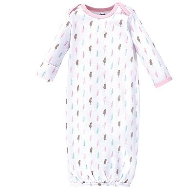 Luvable Friends Infant Girl Cotton Gowns, Girl Feathers, Preemie/Newborn