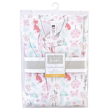 Hudson Baby Infant Girl Long Sleeve Cotton Jersey Sleeping Bag, Girl Woodland