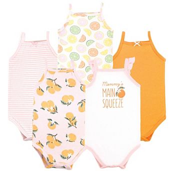 Hudson Baby Infant Girl Cotton Bodysuits, Citrus Orange