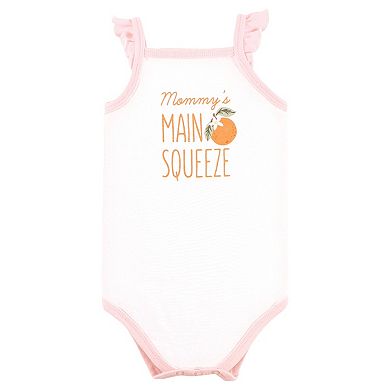 Hudson Baby Infant Girl Cotton Bodysuits, Citrus Orange