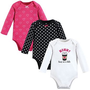 Hudson Baby Infant Girl Cotton Long-Sleeve Bodysuits, Mommy Latte, 3-6 Months