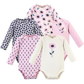 Touched by Nature Baby Girl Organic Cotton Long-Sleeve Bodysuits 5 pk Blossom