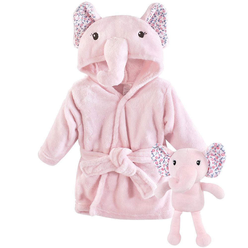 Little Treasure Infant Girl Plush Bathrobe and Toy Set, Floral Elephant ...