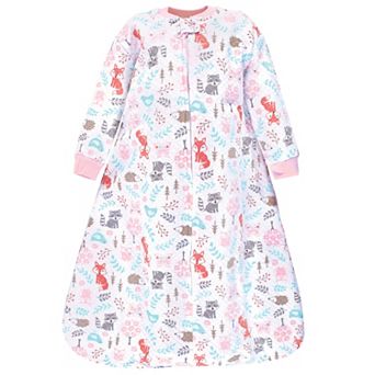 Hudson Baby Infant Girl Premium Quilted Long Sleeve Sleeping Bag and Wearable Blanket, Woodland Fox