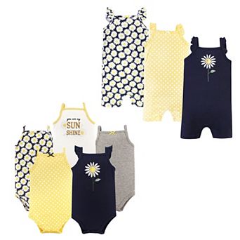 Hudson Baby Infant Girl Cotton Bodysuits and Rompers, 8 pc Daisy