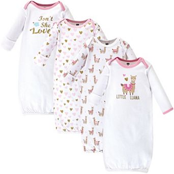 Hudson Baby Infant Girl Cotton Long-Sleeve Gowns 4 pk Little Llama, 0-6 Months