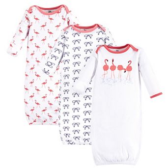 Yoga Sprout Baby Girl Cotton Long-Sleeve Gowns 3 pk Flamingo
