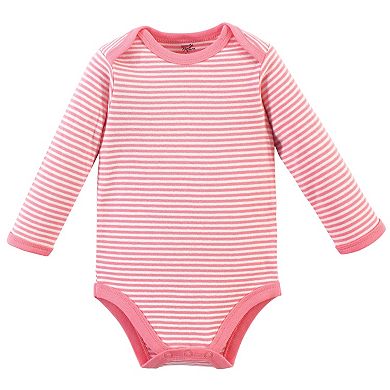 Touched by Nature Baby Girl Organic Cotton Long-Sleeve Bodysuits 5pk, Rosebud