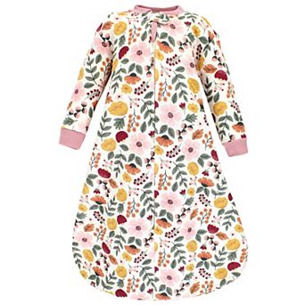 Hudson Baby Infant Girl Premium Quilted Long Sleeve Sleeping Bag and Wearable Blanket, Fall Botanical