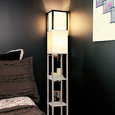 Maxwell LED Shelf Lamp with USB Port and Outlet
