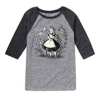 Disney's Alice In Wonderland Boys 8-20 Sketch Raglan Tee