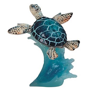 FC Design 5"H Blue Sea Turtle Swimming on Waves Statue Marine Life Decoration Figurine Home Room Decor