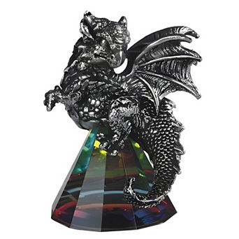 FC Design 3.5"H Silver Dragon Standing on Pyramid Glass Statue Fantasy Decoration Figurine Home Room Decor