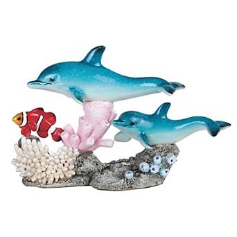 FC Design 8.75"W Dolphins with Clownfish Statue Marine Life Decoration Figurine Home Room Decor