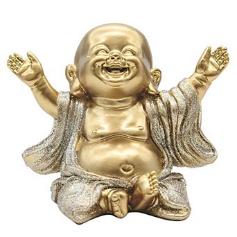 FC Design 4.75"H Gold and Silver Maitreya Buddha Statue Happy Buddha Feng Shui Decoration Religious Figurine Home Room Decor