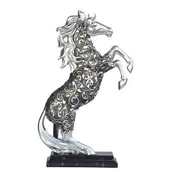 FC Design 12"H Decorative Craved Standing Silver Horse Figurine with Base Sculpture Home Room Decor
