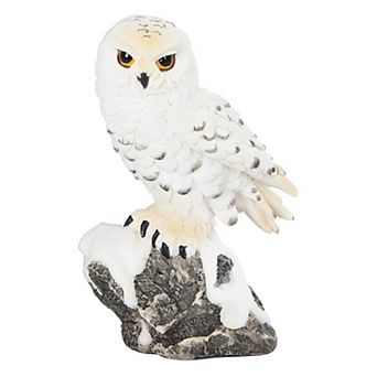 FC Design 5"H Snowy Owl Standing on Rock Statue Wild Animal Decoration Figurine Home Room Decor