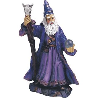 FC Design 4"H Purple Wizard with Magic Wand and Glass Ball Statue Fantasy Decoration Figurine Home Room Decor