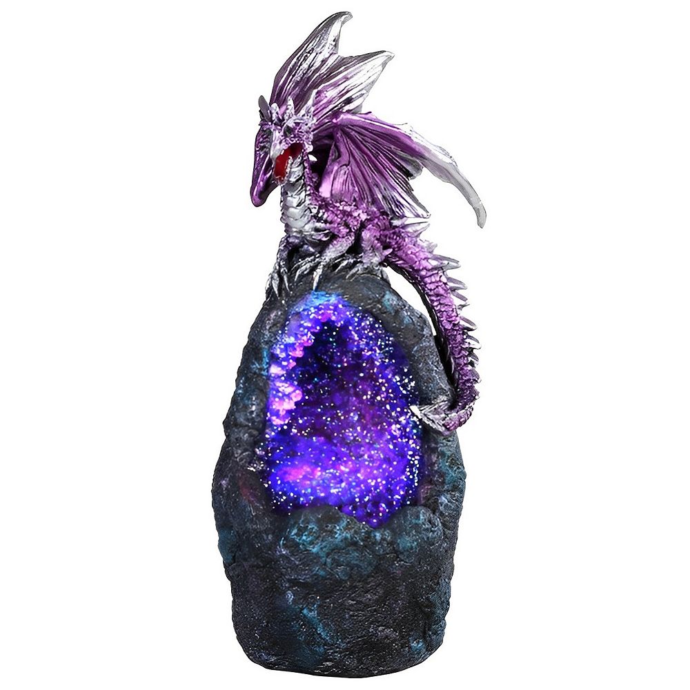 FC Design 6.75"H Purple Dragon with LED Blue/Purple Faux Crystal Stone ...