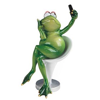 FC Design 7.5"H Frog Taking Selfie Picture Statue Funny Animal Decoration Figurine Home Room Decor