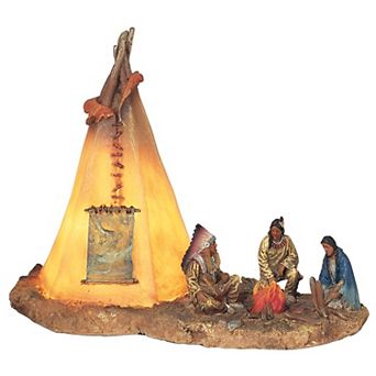 FC Design 8"W Native Americans with LED Lighting Indian Teepee Tipi Night Light Statue Decoration Figurine Home Room Decor
