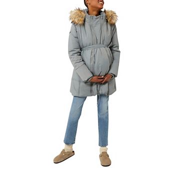 3 in Rachel Maternity Coat Quilted Mid-Thigh Puffer