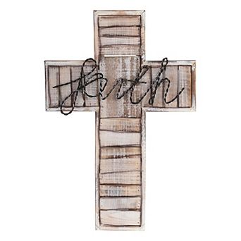 FC Design 20"H Faith Decorative Wooden Cross Religious Statue Wall Decoration Holy Figurine Sculpture Home Room Decor