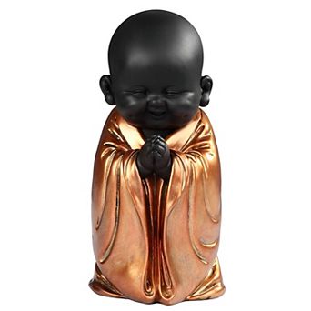 FC Design 7"H Praying Little Buddhist Monk in Gold and Black Statue Feng Shui Decoration Religious Figurine Home Room Decor