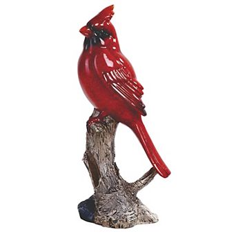 FC Design 7"H Red Northern Cardinal Standing on Tree Trunk Statue Wild Animal Decoration Figurine Home Room Decor
