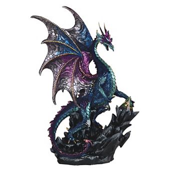 FC Design 16.5"H Blue and Purple Dragon with Pyramid Glass Statue Fantasy Decoration Figurine Sculpture Home Room Decor