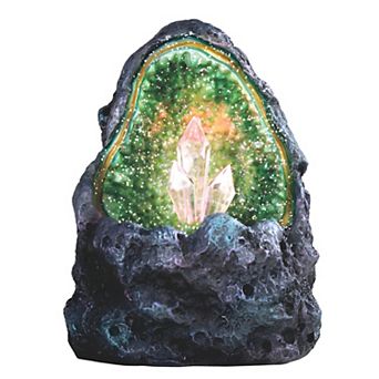 FC Design 5"H Faux Green Faux Crystal Cave Rock Geode with LED Statue Fantasy Night Light Decoration Figurine Home Room Decor