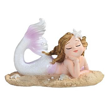 FC Design 5.5"W Mermaid Lying on Beach White Mergirl Statue Fantasy Decoration Figurine Home Room Decor