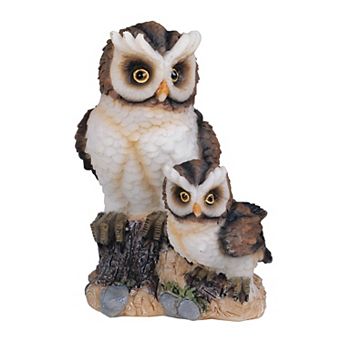 FC Design 4"H Owl with Baby Standing on Tree Trunk Statue Wild Animal Decoration Figurine Home Room Decor