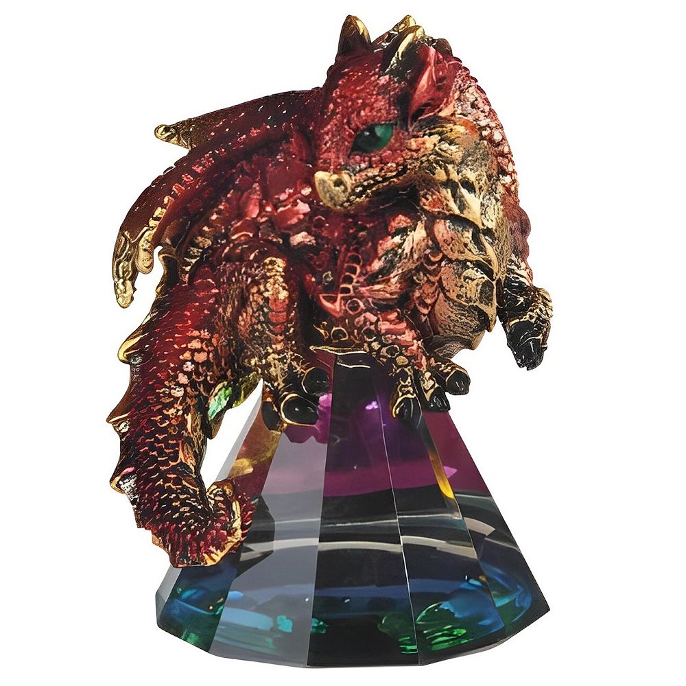 FC Design 3.5"H Red Volcano Dragon Standing on Pyramid Glass Statue ...