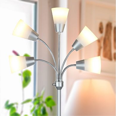 Brightech Medusa Modern 78" Led 5-light Floor Lamp With Interchangeable Shades