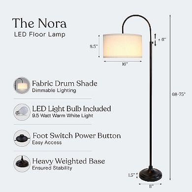 Brightech Nora 68" Led Modern Arc Floor Lamp With Adjustable Height