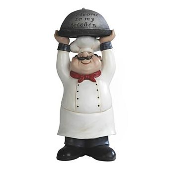 FC Design 14"H Chef Holding Welcome to My Kitchen Tray Statue Dining Room Accessory Decoration Figurine Sculpture Home Room Decor