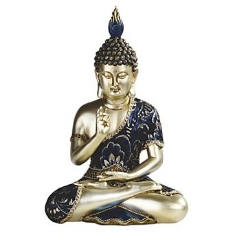 FC Design 11.25"H Teaching Buddha in Blue and Gold Statue Feng Shui Decoration Religious Figurine Home Room Decor