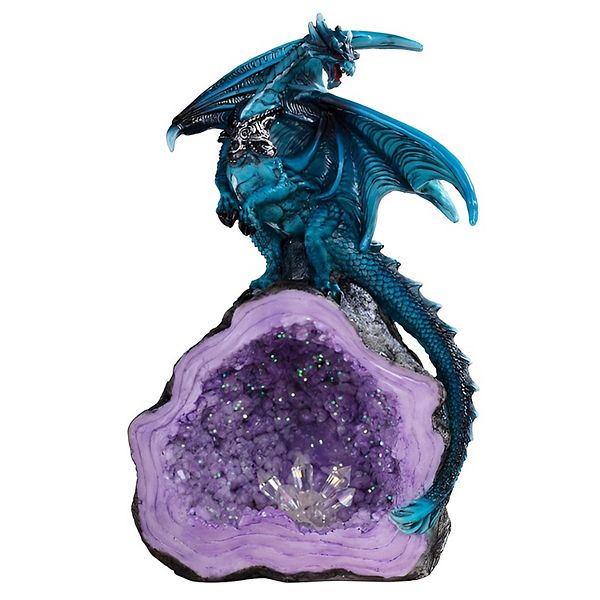 FC Design 8"H Blue Dragon Guarding Purple Faux Crystal Cave Statue ...