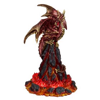 FC Design 10"H Medieval Red Volcano Dragon with LED Light Statue Fantasy Decoration Figurine Home Room Decor