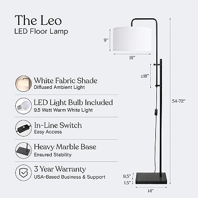 Brightech Leo 72" Led Modern Standing Floor Lamp With Adjustable Height