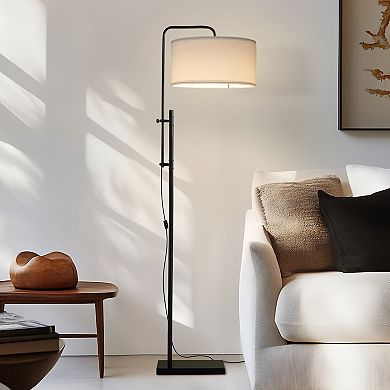 Brightech Leo LED Floor Lamp, Mid-Century Modern Standing Contemporary Lamp with Heavy Base - Black