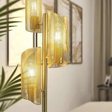 Brightech Lyra 71" Modern Tree Led Floor Lamp With Metal Cage Shades