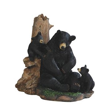FC Design 6.5"H Black Bear with Cubs Lying on Tree Figurine Home Room Decor