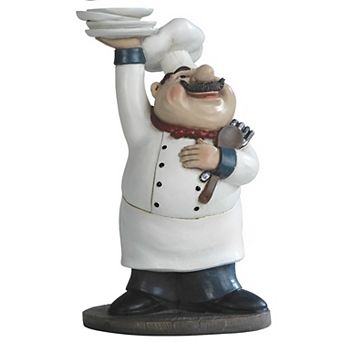 FC Design 10"H Chef Serving Statue Dining Room Accessory Decoration Figurine Home Room Decor