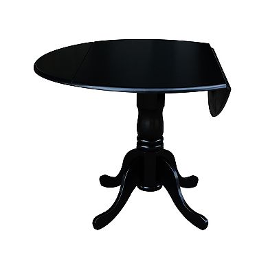 International Concepts 42" Round Dual Drop Leaf Pedestal Table - Hickory/Stone