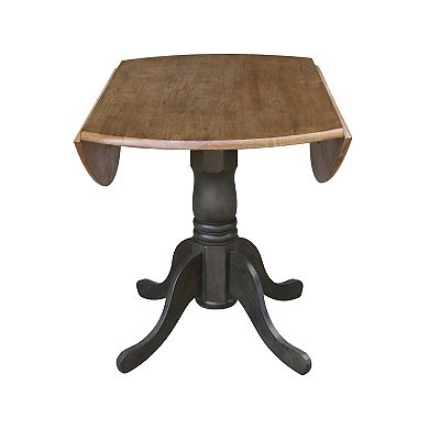 International Concepts 42" Round Dual Drop Leaf Pedestal Table - Hickory/Stone