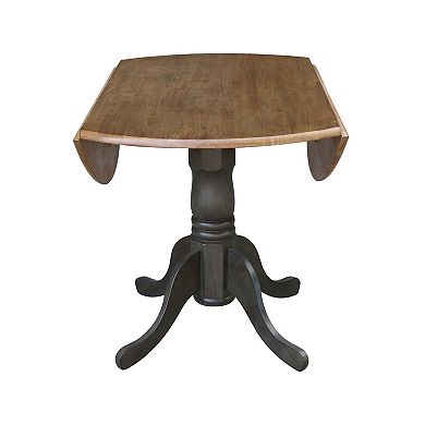 International Concepts 42" Round Dual Drop Leaf Pedestal Table - Hickory/Stone